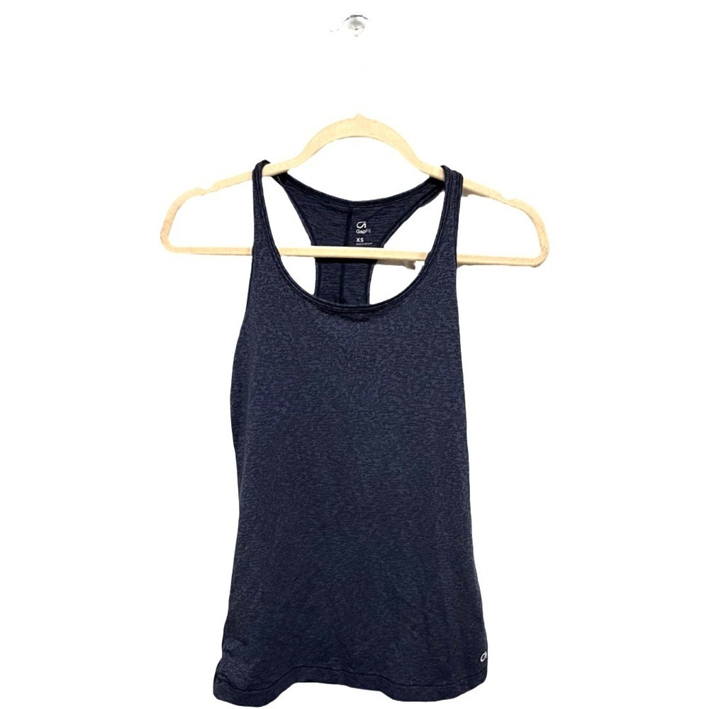 GapFit Women's Racerback Tank Top XS Navy Blue Heathered Athletic Workout Tank